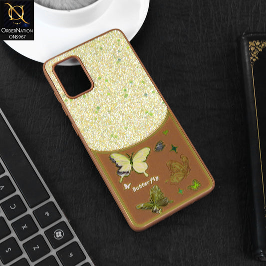 Samsung Galaxy A71 Cover - Brown -  New Trendy Butterfly Moeity Glitter Soft Borders Shiny Case