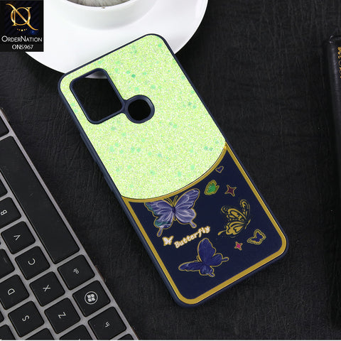 Infinix Smart 5 Cover - Blue -  New Trendy Butterfly Moeity Glitter Soft Borders Shiny Case
