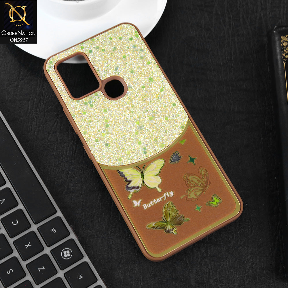 Infinix Smart 5 Cover - Brown -  New Trendy Butterfly Moeity Glitter Soft Borders Shiny Case