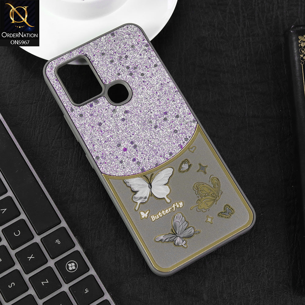 Infinix Smart 5 Cover - Gray -  New Trendy Butterfly Moeity Glitter Soft Borders Shiny Case