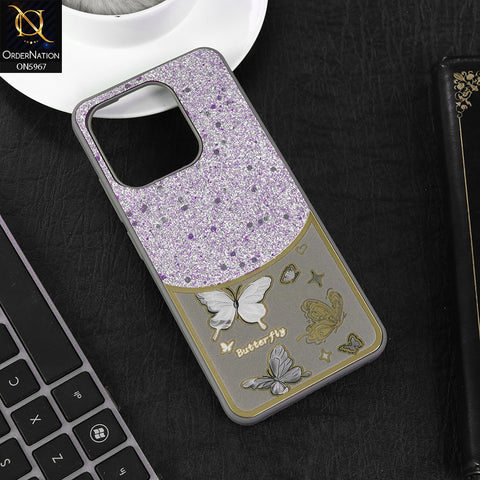 Infinix Smart 9 Cover - Gray -  New Trendy Butterfly Moeity Glitter Soft Borders Shiny Case