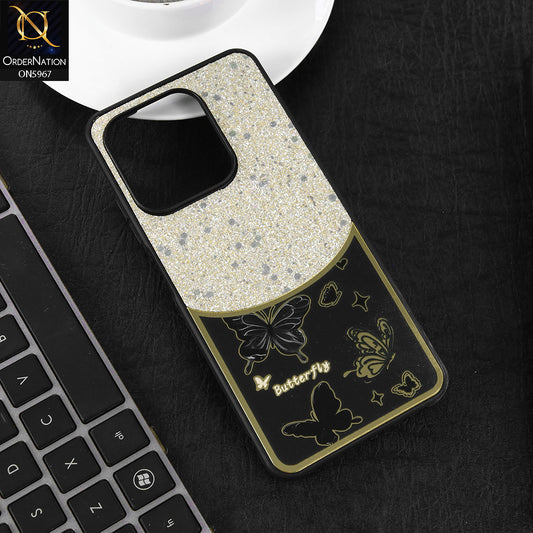 Tecno Spark 10 Cover - Black -  New Trendy Butterfly Moeity Glitter Soft Borders Shiny Case