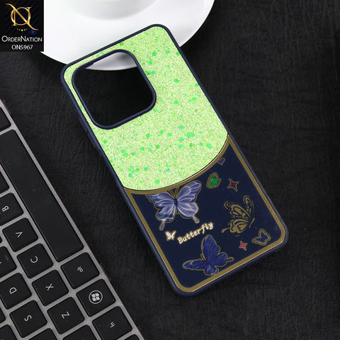 Tecno Spark 10C Cover - Blue -  New Trendy Butterfly Moeity Glitter Soft Borders Shiny Case