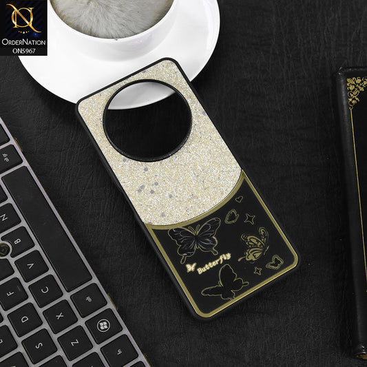 Tecno Spark 30C 4G Cover - Black -  New Trendy Butterfly Moeity Glitter Soft Borders Shiny Case