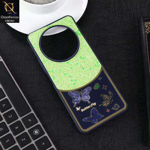 Tecno Spark 30C 4G Cover - Blue -  New Trendy Butterfly Moeity Glitter Soft Borders Shiny Case