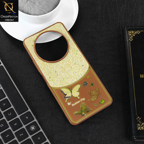 Tecno Spark 30C 4G Cover - Brown -  New Trendy Butterfly Moeity Glitter Soft Borders Shiny Case