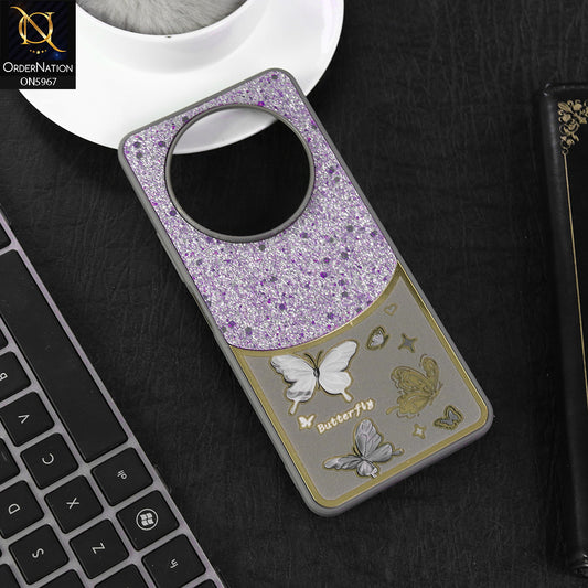Tecno Spark 30C 4G Cover - Gray -  New Trendy Butterfly Moeity Glitter Soft Borders Shiny Case