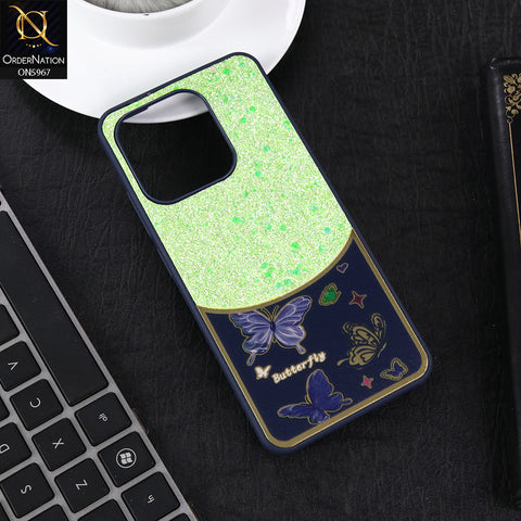 Tecno Spark Go 2022 Cover - Blue -  New Trendy Butterfly Moeity Glitter Soft Borders Shiny Case