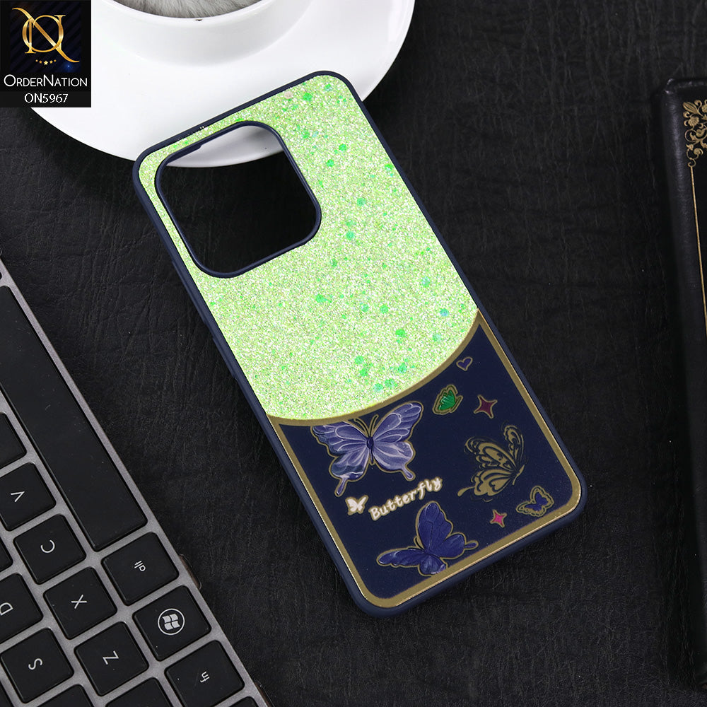 Tecno Spark Go 2023 Cover - Blue -  New Trendy Butterfly Moeity Glitter Soft Borders Shiny Case