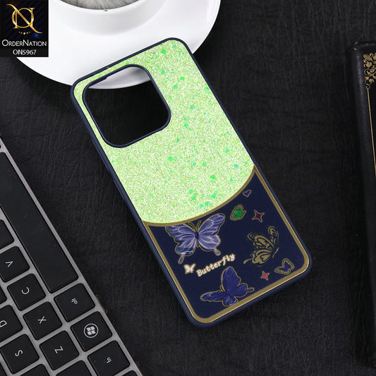 Tecno Spark Go 2023 Cover - Blue -  New Trendy Butterfly Moeity Glitter Soft Borders Shiny Case