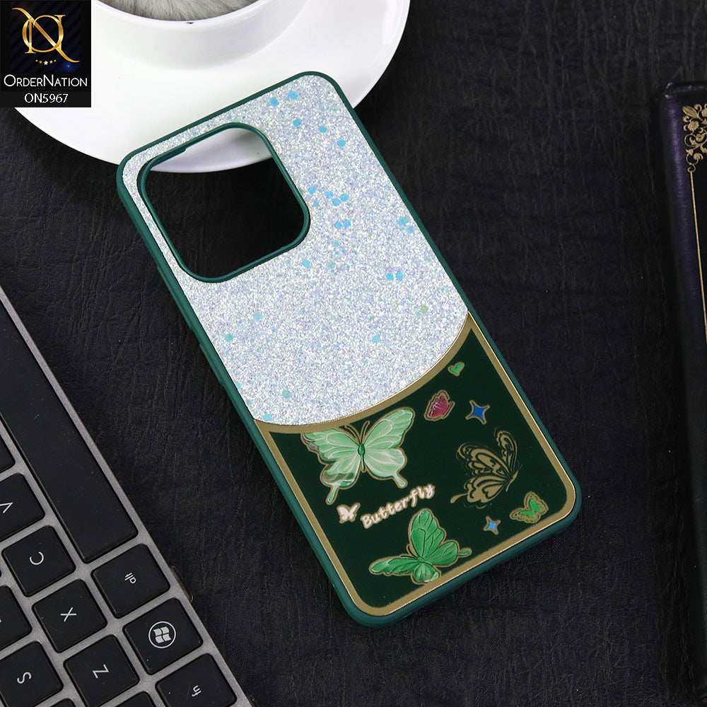 Tecno Spark Go 2023 Cover - Green -  New Trendy Butterfly Moeity Glitter Soft Borders Shiny Case
