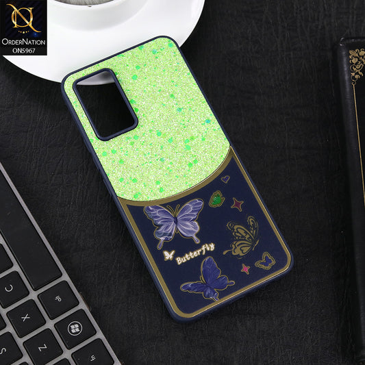 Vivo V20 SE Cover - Blue -  New Trendy Butterfly Moeity Glitter Soft Borders Shiny Case