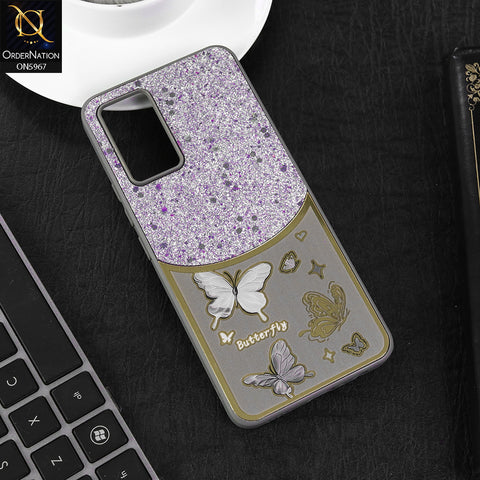 Vivo V20 SE Cover - Gray -  New Trendy Butterfly Moeity Glitter Soft Borders Shiny Case