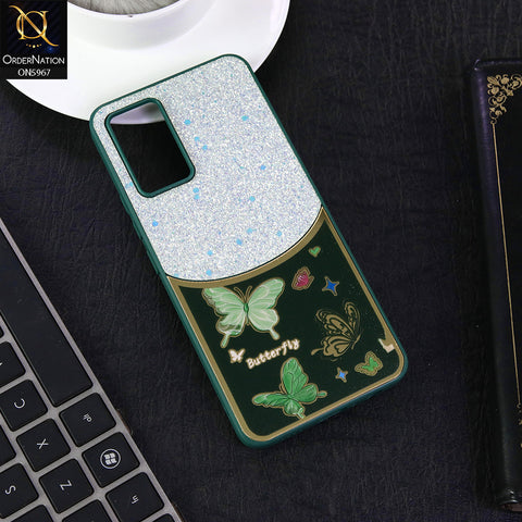 Vivo V20 SE Cover - Green -  New Trendy Butterfly Moeity Glitter Soft Borders Shiny Case
