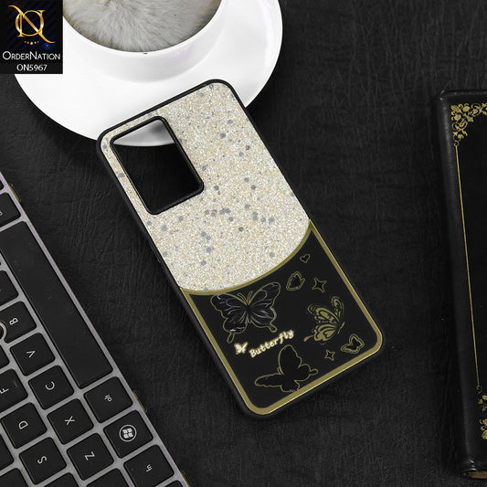 Vivo V27e Cover - Black -  New Trendy Butterfly Moeity Glitter Soft Borders Shiny Case