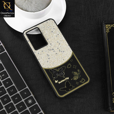 Vivo V27e Cover - Black -  New Trendy Butterfly Moeity Glitter Soft Borders Shiny Case