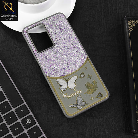 Vivo S16e Cover - Gray -  New Trendy Butterfly Moeity Glitter Soft Borders Shiny Case