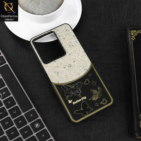 Vivo V29e Cover - Black -  New Trendy Butterfly Moeity Glitter Soft Borders Shiny Case