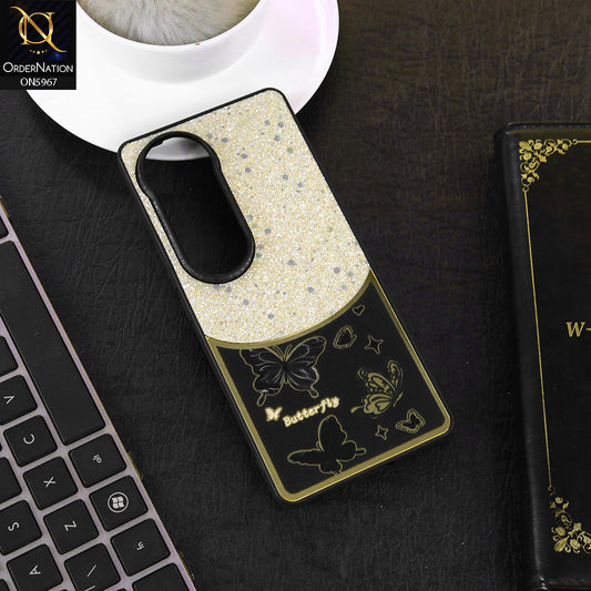 Vivo S19 Cover - Black -  New Trendy Butterfly Moeity Glitter Soft Borders Shiny Case