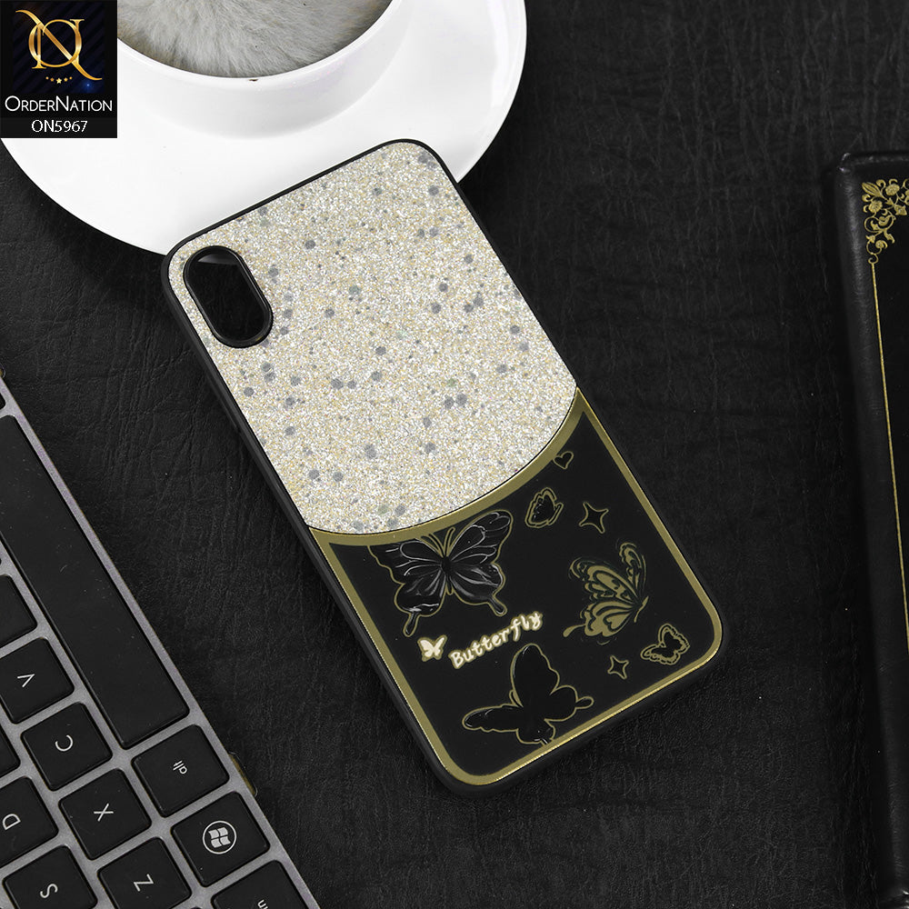 iPhone XS Max Cover - Black -  New Trendy Butterfly Moeity Glitter Soft Borders Shiny Case