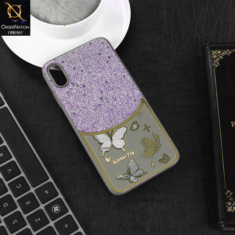 iPhone XS Max Cover - Gray -  New Trendy Butterfly Moeity Glitter Soft Borders Shiny Case