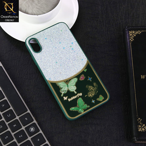 Vivo Y73 Cover - Green -  New Trendy Butterfly Moeity Glitter Soft Borders Shiny Case