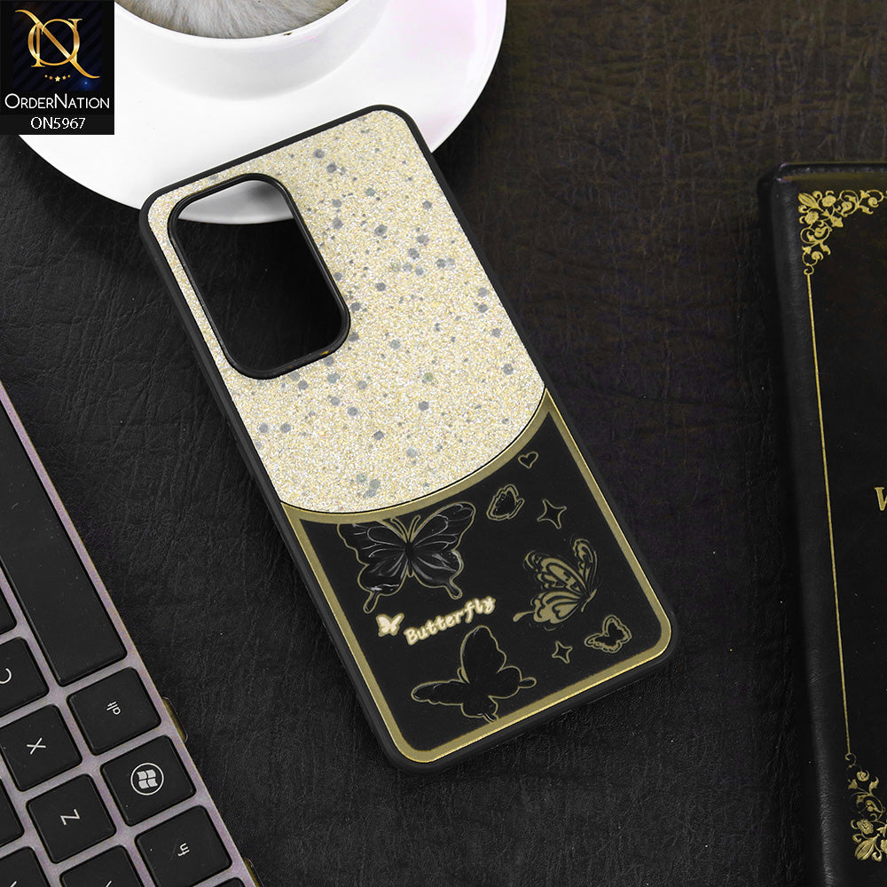Vivo Y200e Cover - Black -  New Trendy Butterfly Moeity Glitter Soft Borders Shiny Case