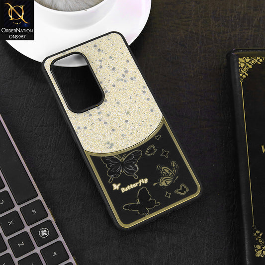 Vivo V30 Lite 4G Cover - Black -  New Trendy Butterfly Moeity Glitter Soft Borders Shiny Case