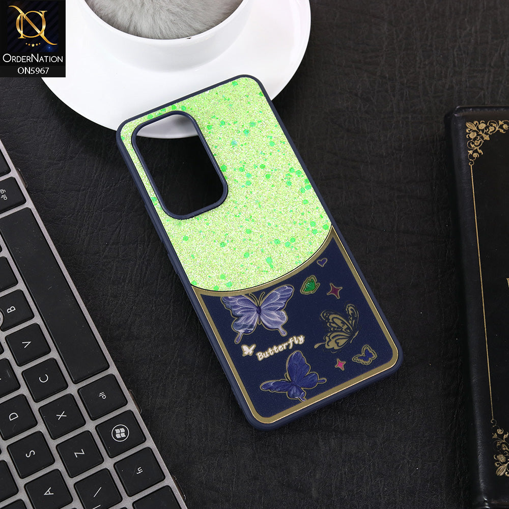 Vivo V30 Lite 4G Cover - Blue -  New Trendy Butterfly Moeity Glitter Soft Borders Shiny Case