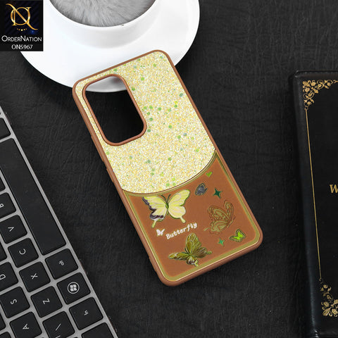 Vivo V30 Lite 4G Cover - Brown -  New Trendy Butterfly Moeity Glitter Soft Borders Shiny Case
