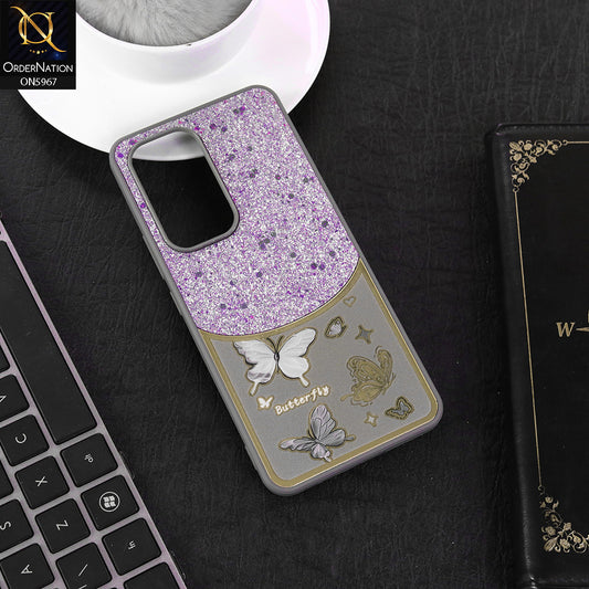 Vivo V30 Lite 4G Cover - Gray -  New Trendy Butterfly Moeity Glitter Soft Borders Shiny Case