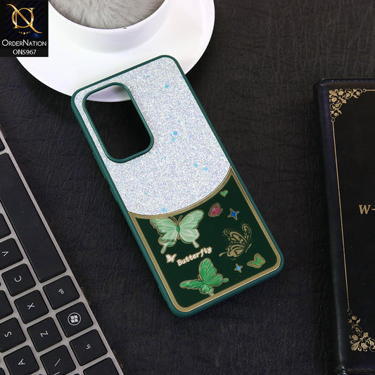 Vivo V30 Lite 4G Cover - Green -  New Trendy Butterfly Moeity Glitter Soft Borders Shiny Case