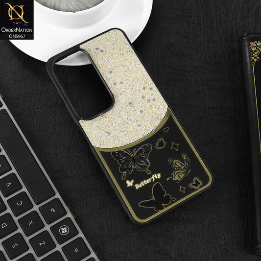Vivo Y19s Pro Cover - Black -  New Trendy Butterfly Moeity Glitter Soft Borders Shiny Case