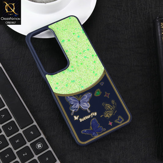 Vivo Y19s Pro Cover - Blue -  New Trendy Butterfly Moeity Glitter Soft Borders Shiny Case