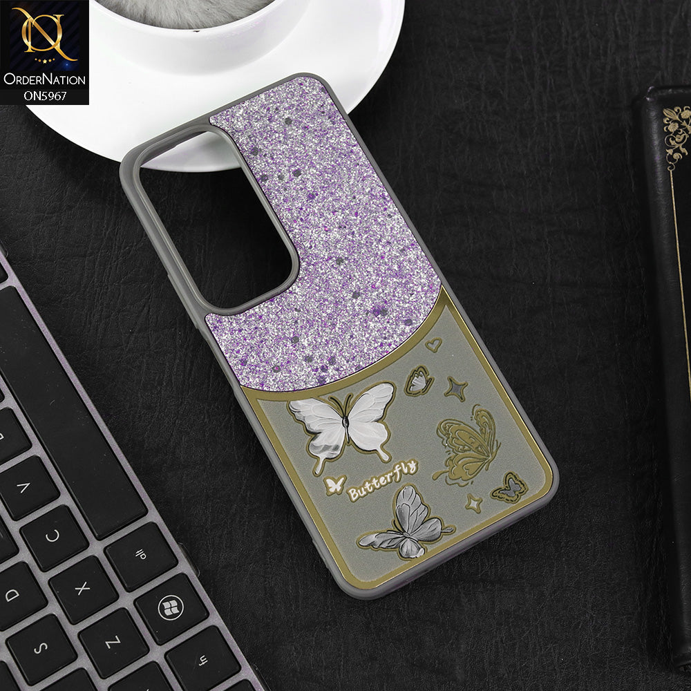 Vivo Y19s Cover - Gray -  New Trendy Butterfly Moeity Glitter Soft Borders Shiny Case