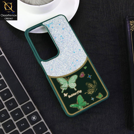 Vivo Y19s Pro Cover - Green -  New Trendy Butterfly Moeity Glitter Soft Borders Shiny Case