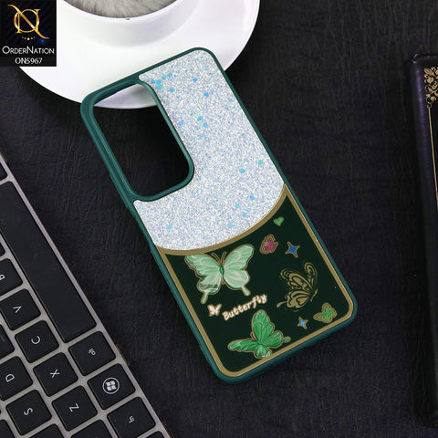 Vivo Y29 5G Cover - Green -  New Trendy Butterfly Moeity Glitter Soft Borders Shiny Case