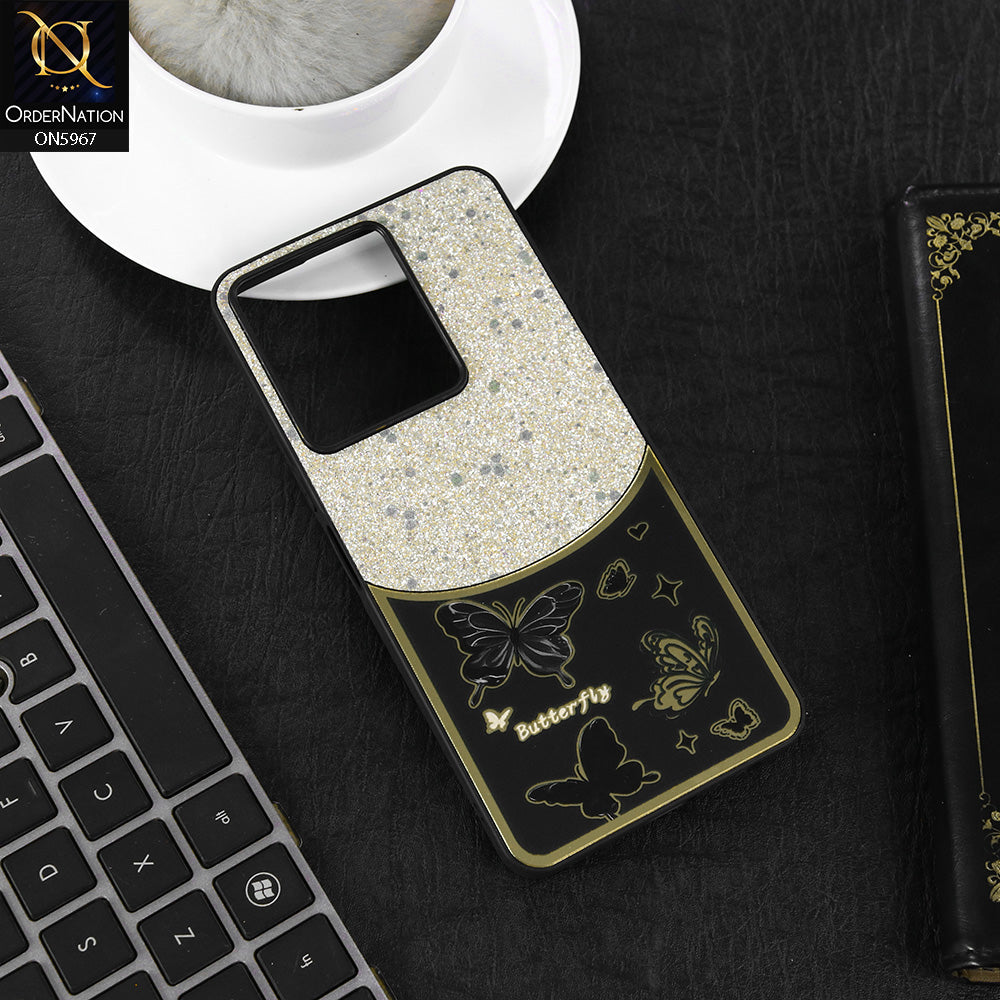 Vivo Y31 Cover - Black -  New Trendy Butterfly Moeity Glitter Soft Borders Shiny Case