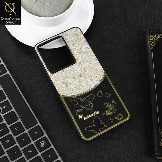 Vivo Y33 Cover - Black -  New Trendy Butterfly Moeity Glitter Soft Borders Shiny Case
