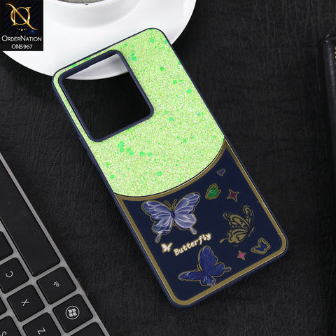Vivo Y36 4G Cover - Blue -  New Trendy Butterfly Moeity Glitter Soft Borders Shiny Case