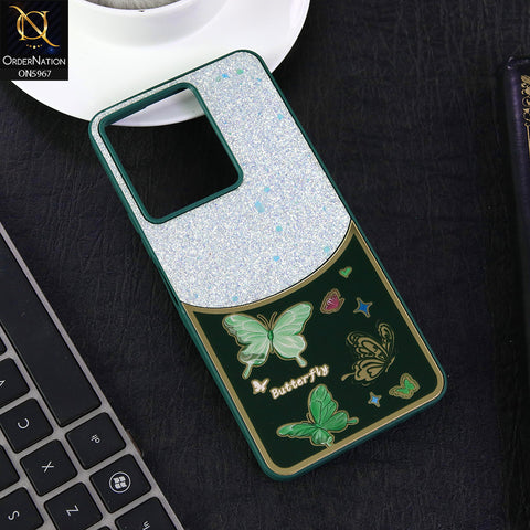 Vivo Y27s Cover - Green -  New Trendy Butterfly Moeity Glitter Soft Borders Shiny Case