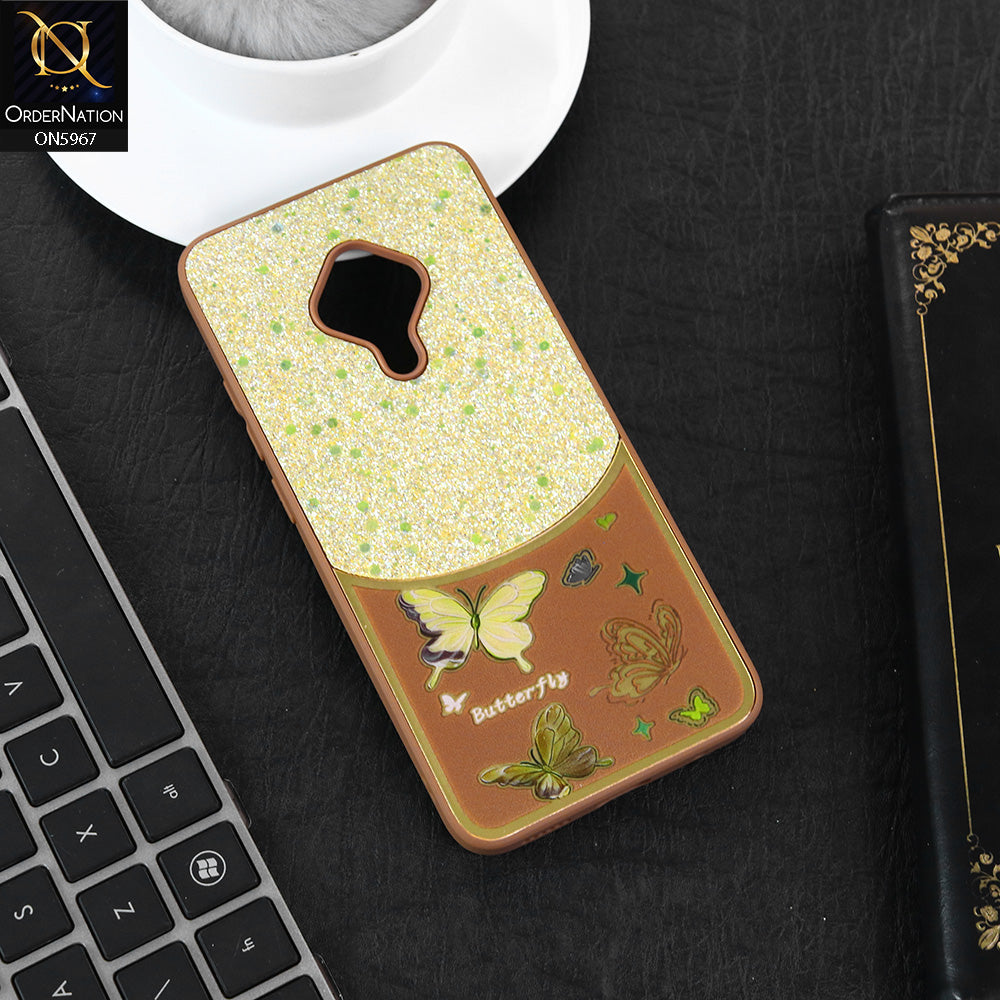 Vivo S1 Pro Cover - Brown -  New Trendy Butterfly Moeity Glitter Soft Borders Shiny Case