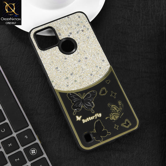 Realme C25Y Cover - Black -  New Trendy Butterfly Moeity Glitter Soft Borders Shiny Case