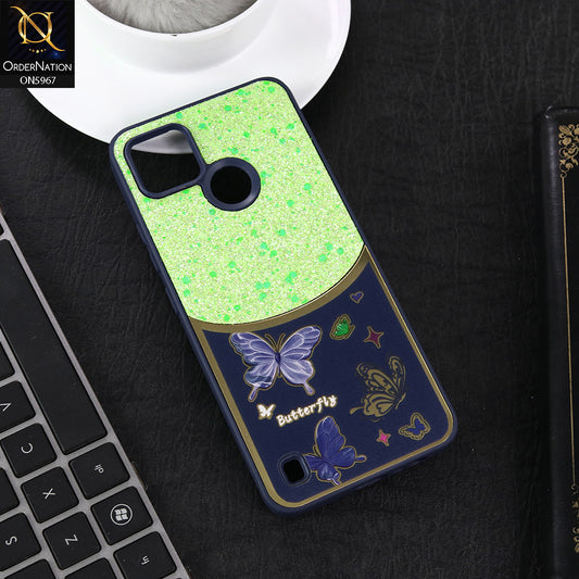 Realme C25Y Cover - Blue -  New Trendy Butterfly Moeity Glitter Soft Borders Shiny Case