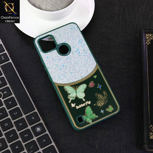 Realme C25Y Cover - Green -  New Trendy Butterfly Moeity Glitter Soft Borders Shiny Case