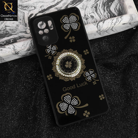 Xiaomi Redmi Note 10S Cover - Black -  New Trendy Good Luck Soft Bordered Shiny Case With Rhinestoned Metal Ring