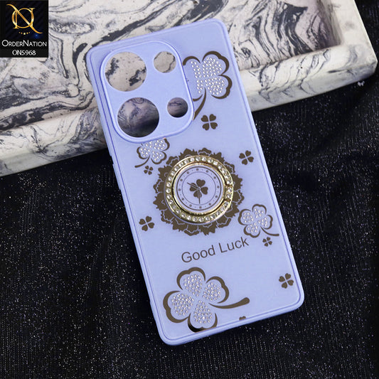 Xiaomi Redmi Note 13 Pro 4G Cover - Purple -  New Trendy Good Luck Soft Bordered Shiny Case With Rhinestoned Metal Ring