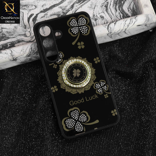 Samsung Galaxy S25 Plus Cover - Black -  New Trendy Good Luck Soft Bordered Shiny Case With Rhinestoned Metal Ring