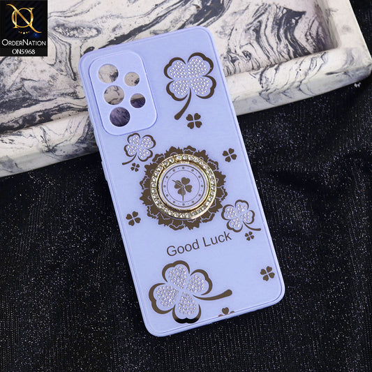 Samsung Galaxy A52s 5G Cover - Purple -  New Trendy Good Luck Soft Bordered Shiny Case With Rhinestoned Metal Ring