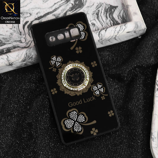 Samsung Galaxy Note 8 Cover - Black -  New Trendy Good Luck Soft Bordered Shiny Case With Rhinestoned Metal Ring